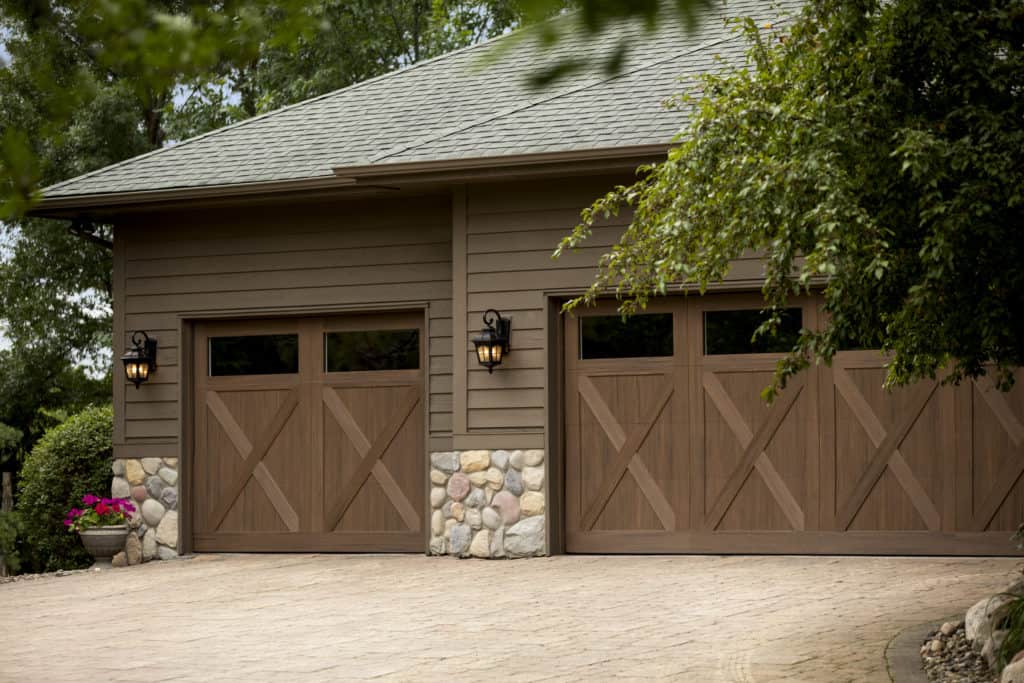 garage doors, low maintenance garage doors, wood look door, exterior design, garage, exteriors, alternative composite, exterior doors