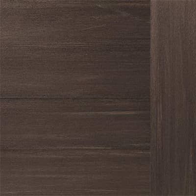 Dark Hickory composite door finish showcasing wood-grain texture and color.
